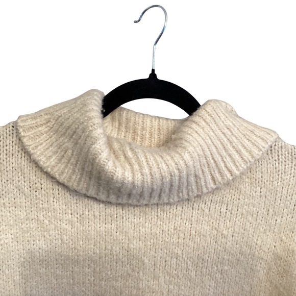 PrettyGarden Cream Oversized Turtleneck Sweater Cozy Knit Women Size L - Picture 3 of 7